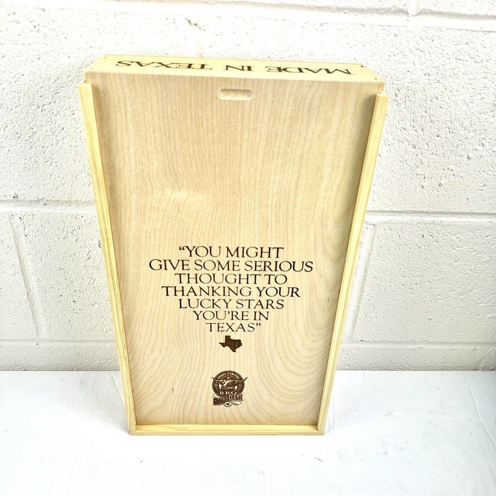 Made in Texas Pride Wooden Gift Box Keepsake Storage Goode BBQ 16.5x9x3.5 Tall